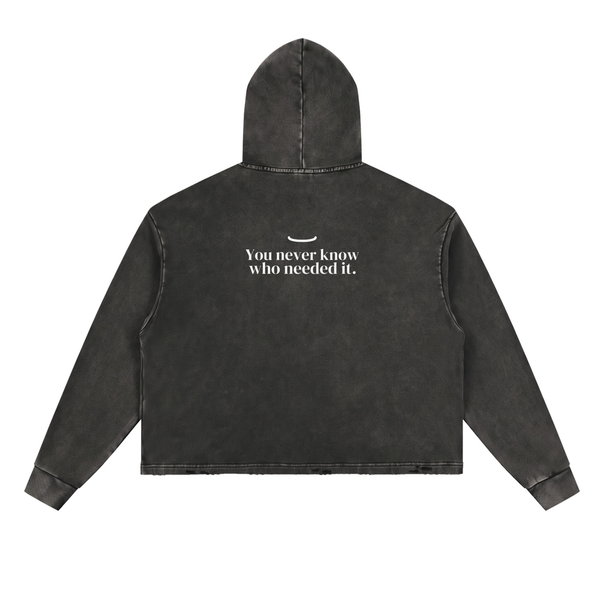 The Washed Hoodie in Black, back: You never know who needed it. in bone