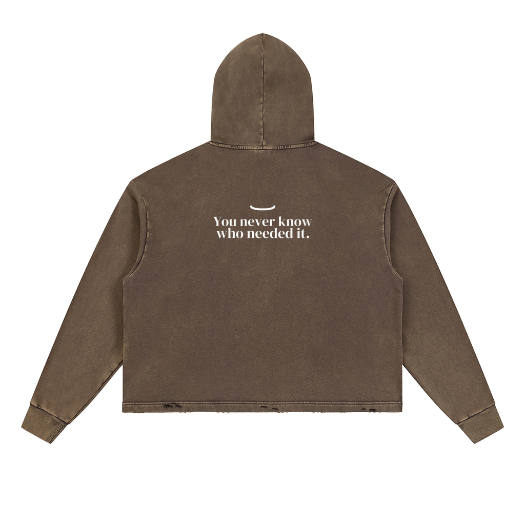 The Washed Hoodie in Brown, back: You never know who needed it. in bone