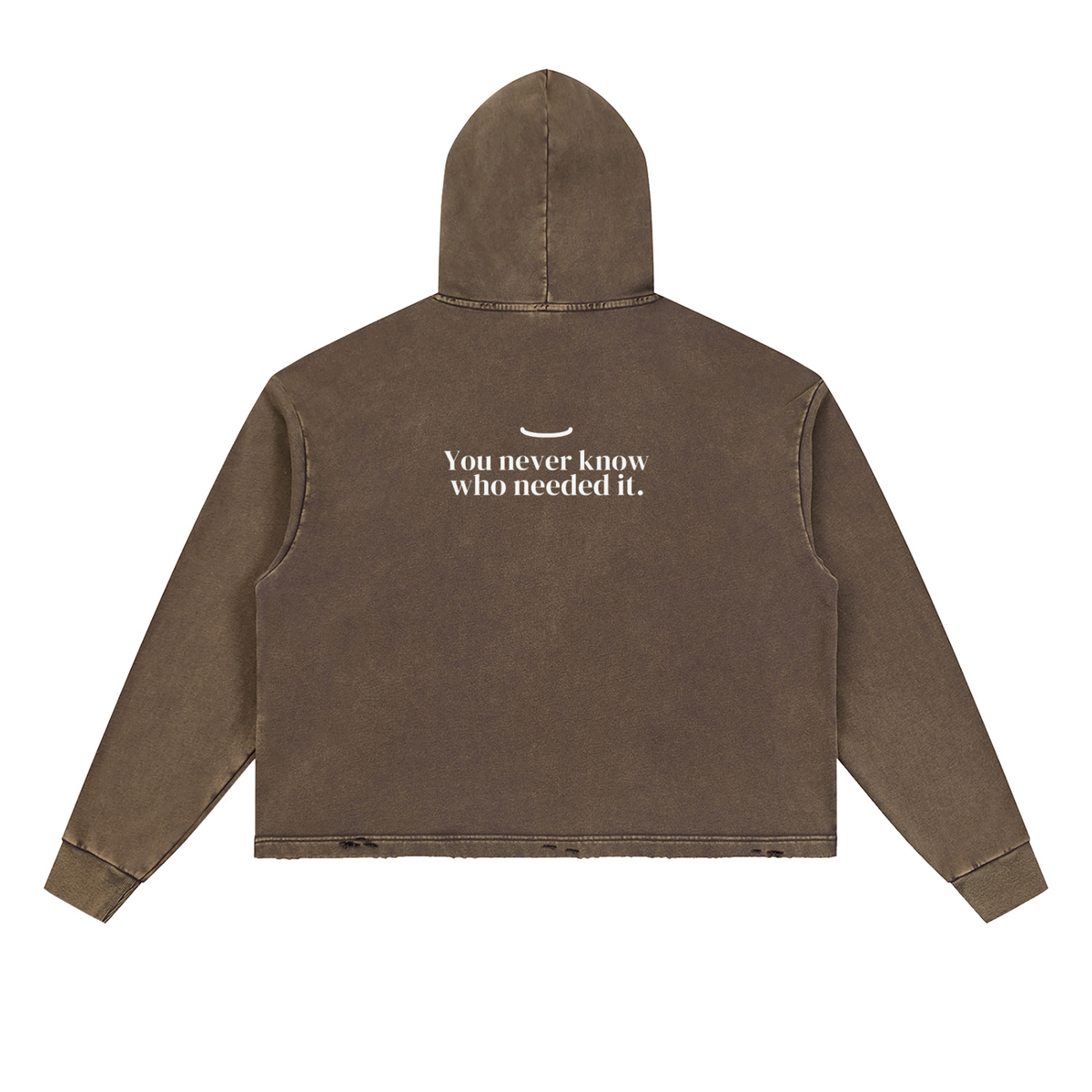 The Washed Hoodie in Brown, back: You never know who needed it. in bone