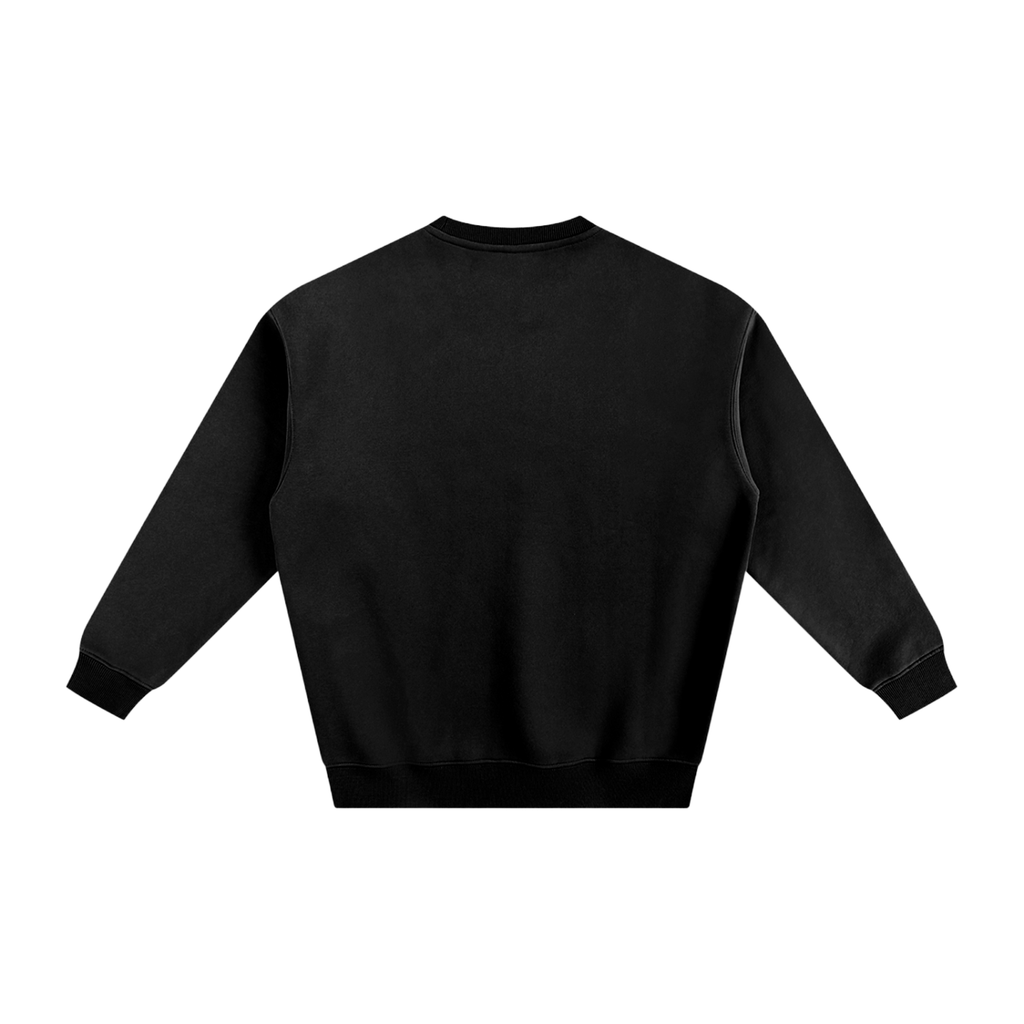 The Arc Crewneck in Ink, back: plain black heavyweight crewneck sweatshirt with no print